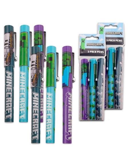 Bolígrafos Minecraft - Paquete de 6 Accesorios Escolares