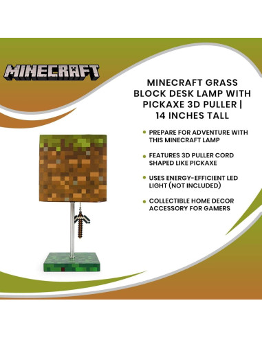 Lámpara de Escritorio LED Ukonic Minecraft Bloque de Hierba 35.56cm