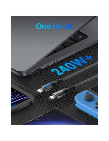 Cable USB C a USB C 240W SooPii 3m 2-Pack con Pantalla LED