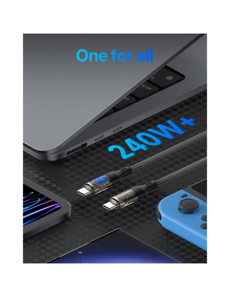 Cable USB C a USB C 240W SooPii 3m 2-Pack con Pantalla LED Cable USB C a USB C 240W SooPii 3m 2-Pack con Pantalla LED