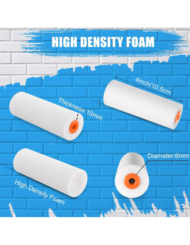 100 Pcs Rodillo de Pintura de Espuma 10 cm JOUTYFOR con Mangos