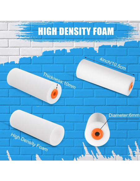 100 Pcs Rodillo de Pintura de Espuma 10 cm JOUTYFOR con Mangos