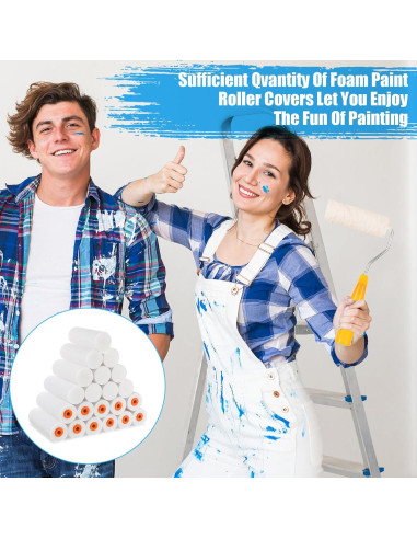 100 Pcs Rodillo de Pintura de Espuma 10 cm JOUTYFOR con Mangos