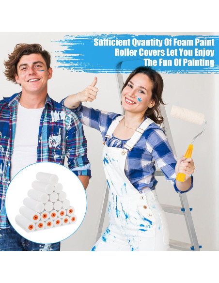 100 Pcs Rodillo de Pintura de Espuma 10 cm JOUTYFOR con Mangos