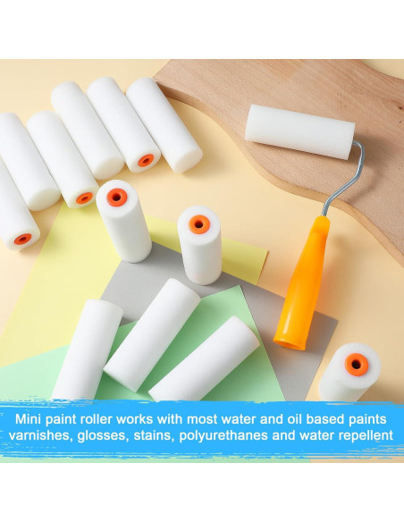 100 Pcs Rodillo de Pintura de Espuma 10 cm JOUTYFOR con Mangos