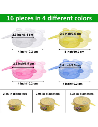 16 Tapas de Silicona Patelai Reutilizables 6.6-8.4 cm Multicolor