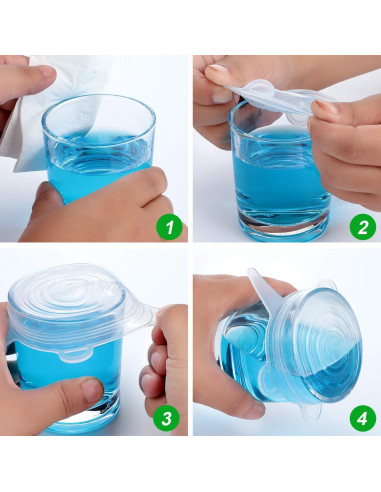 16 Tapas de Silicona Patelai Reutilizables 6.6-8.4 cm Multicolor