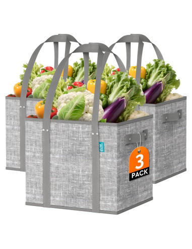 Bolsas de Compras Reutilizables Fab Totes 3 PCS Gris 23L