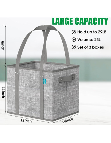 Bolsas de Compras Reutilizables Fab Totes 3 PCS Gris 23L