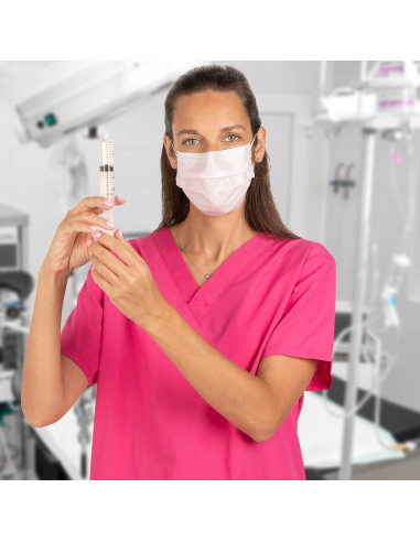 Máscara de Procedimiento HALYARD Rosa Nivel 1 con Ganchos