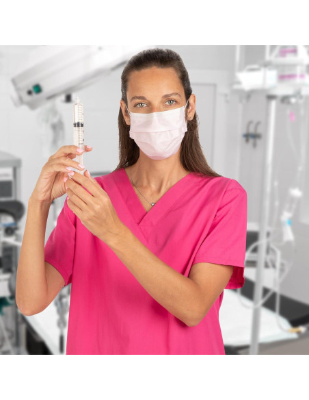 Máscara de Procedimiento HALYARD Rosa Nivel 1 con Ganchos