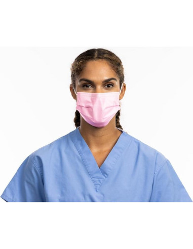 Máscara de Procedimiento HALYARD Rosa Nivel 1 con Ganchos