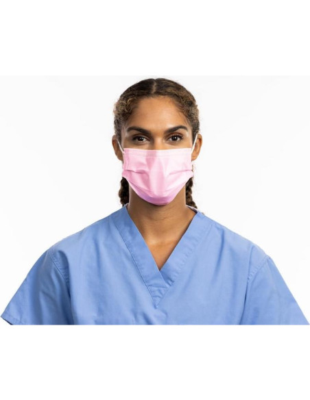 Máscara de Procedimiento HALYARD Rosa Nivel 1 con Ganchos
