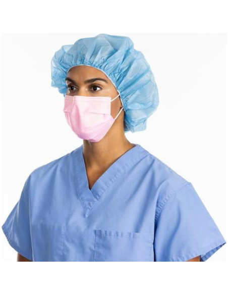 Máscara de Procedimiento HALYARD Rosa Nivel 1 con Ganchos