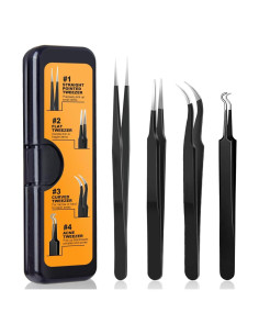 Juego de Pinzas de Precisión G.CATACC 4 Piezas con Estuche