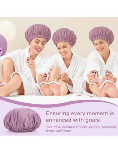 Gorro de Ducha Reutilizable TFUSOM Mediano Púrpura Impermeable