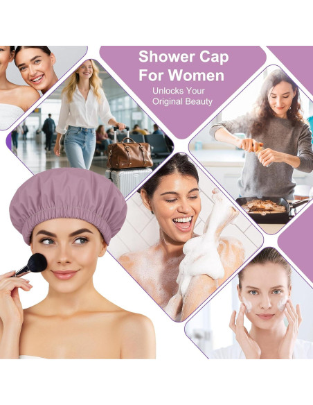 Gorro de Ducha Reutilizable TFUSOM Mediano Púrpura Impermeable