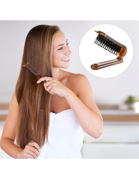 Cepillo de Pelo Plegable LIQWEI Mini de Cerda de Jabalí