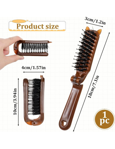 Cepillo de Pelo Plegable LIQWEI Mini de Cerda de Jabalí