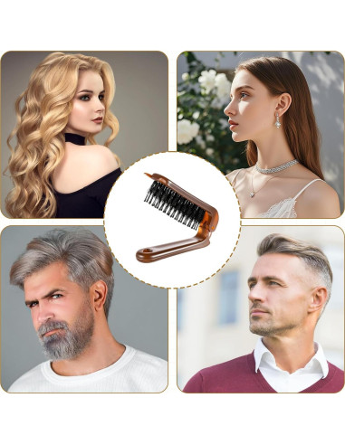 Cepillo de Pelo Plegable LIQWEI Mini de Cerda de Jabalí