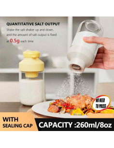 Salero Automedidor YAMKNICE de Vidrio 260ml Libre BPA Gris 2