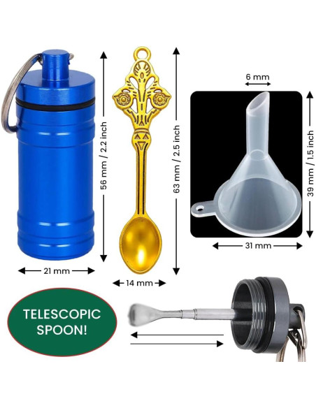 Contenedor de Especias Portátil Rufado con Cuchara Telescópica