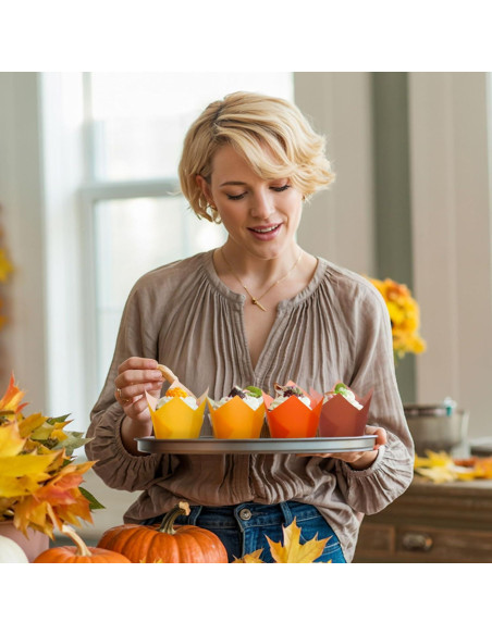 200 Forros de Cupcake Tulipán Whaline Otoño Naranja Amarillo Marrón