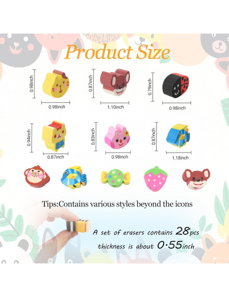 28 Borradores de Punta de Lápiz Wolpark Multicolor