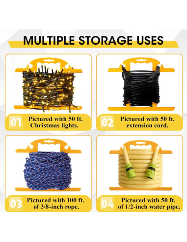 Carrete de Almacenamiento de Cable Ripeng 2 Pcs Amarillo 30.48m