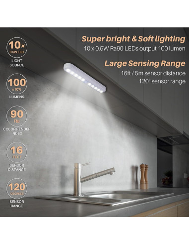 Luz LED Sensorial de Movimiento 11" Adherible - Paquete de 2