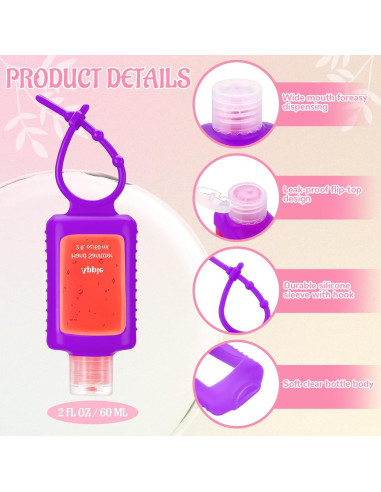 6 Piezas Gel Desinfectante de Manos 60ml con Funda Silicona