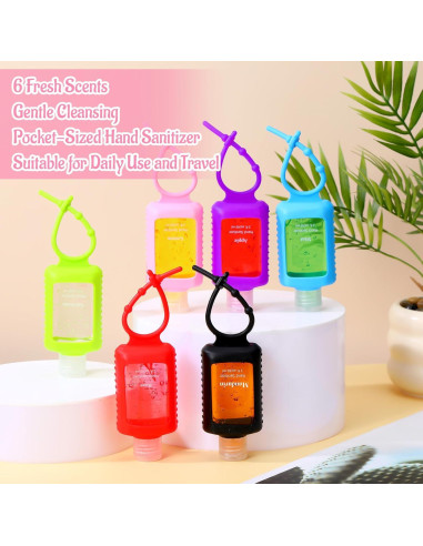 6 Piezas Gel Desinfectante de Manos 60ml con Funda Silicona