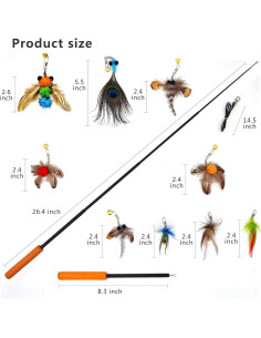 Juguete Interactivo para Gatos - Varita Retráctil 67cm 10 PCS 2