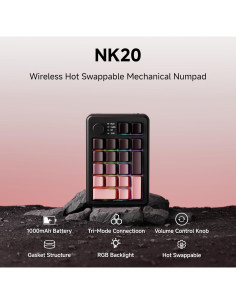 Teclado Numérico Mecánico Inalámbrico EWEADN NK20 RGB Rosa Negro 2