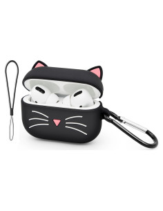 Funda de Silicona para Airpods Pro YONOCOSTA Gato Negro 3D