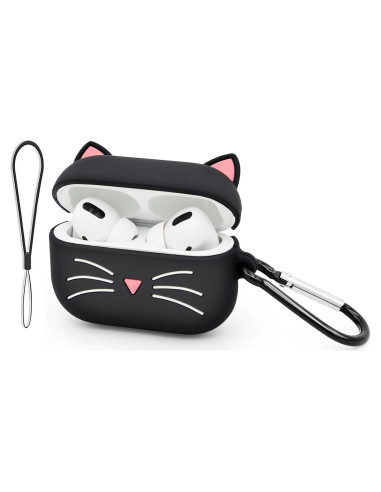 Funda de Silicona para Airpods Pro YONOCOSTA Gato Negro 3D