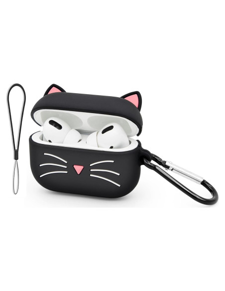 Funda de Silicona para Airpods Pro YONOCOSTA Gato Negro 3D