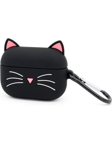 Funda de Silicona para Airpods Pro YONOCOSTA Gato Negro 3D