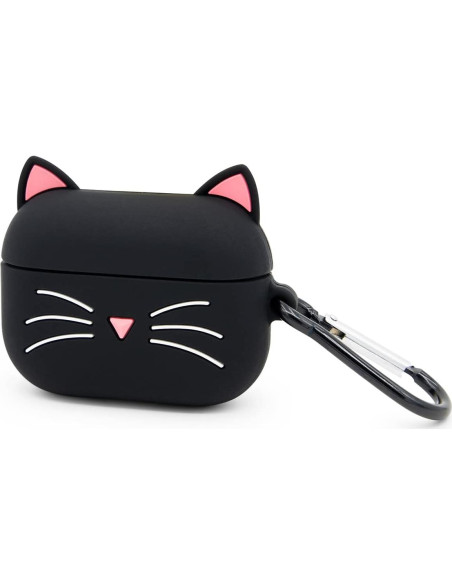 Funda de Silicona para Airpods Pro YONOCOSTA Gato Negro 3D