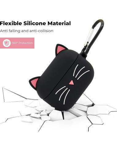 Funda de Silicona para Airpods Pro YONOCOSTA Gato Negro 3D