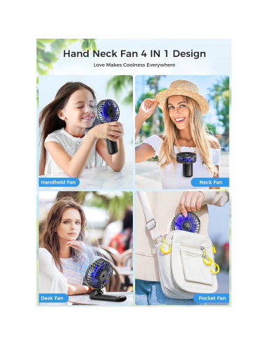 Ventilador de Mano Mini JZCreater Recargable 4 Velocidades