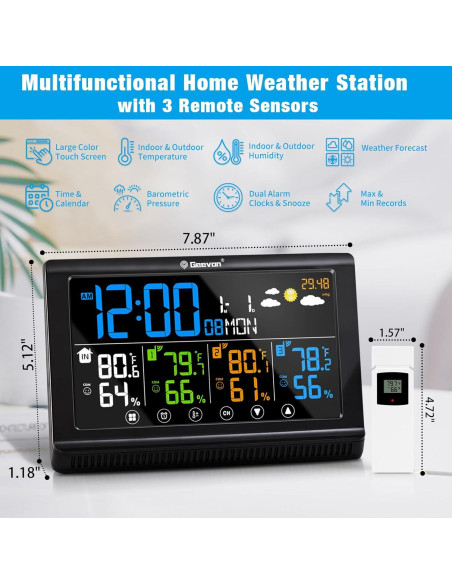 Estación Meteorológica Inalámbrica Geevon 3 Sensores Digital