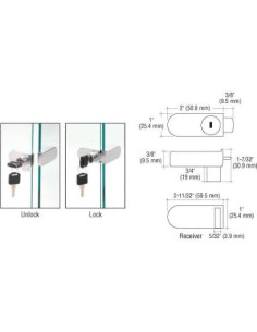 Cerradura de Vitrina CRL Cromada Sin Perforación 255CHKA 2