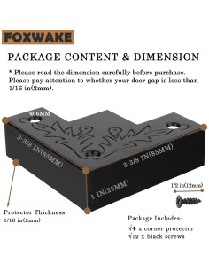 Protectores de Esquinas de Metal Negro Foxwake 4 Pcs 8.57 cm 2