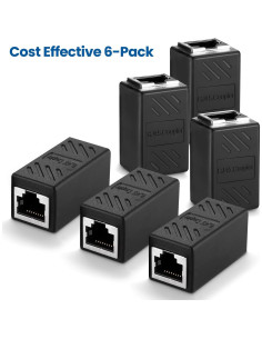 Paquete de 6 Acopladores RJ45 Cat6 QAWESDX - Adaptador Ethernet Hembra 2