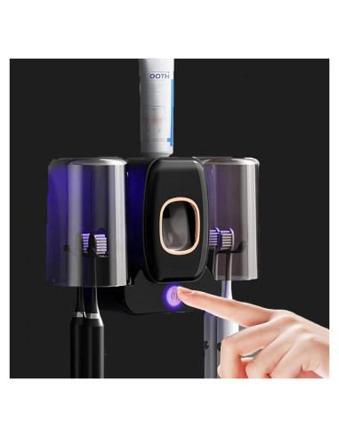 Soporte Esterilizador de Cepillos Shmian BH-012 Negro Doble Taza