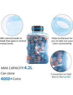 Hucha Digital Thyggzjbs 4.2L con Contador LCD para Monedas 2