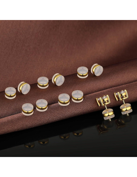 Tapones de Silicona DELECOE 7mm Hipoalergénicos 12pcs Dorado