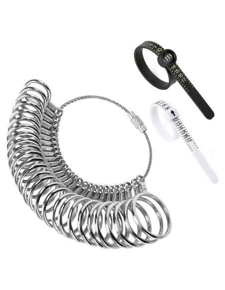Kit de Medición de Tallas de Anillos 27 Piezas Acero Inoxidable
