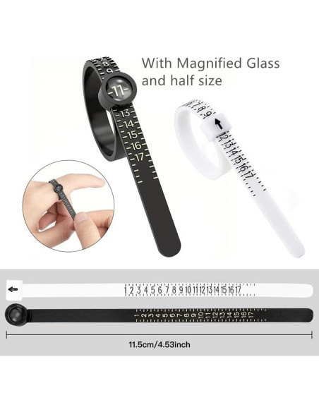 Kit de Medición de Tallas de Anillos 27 Piezas Acero Inoxidable